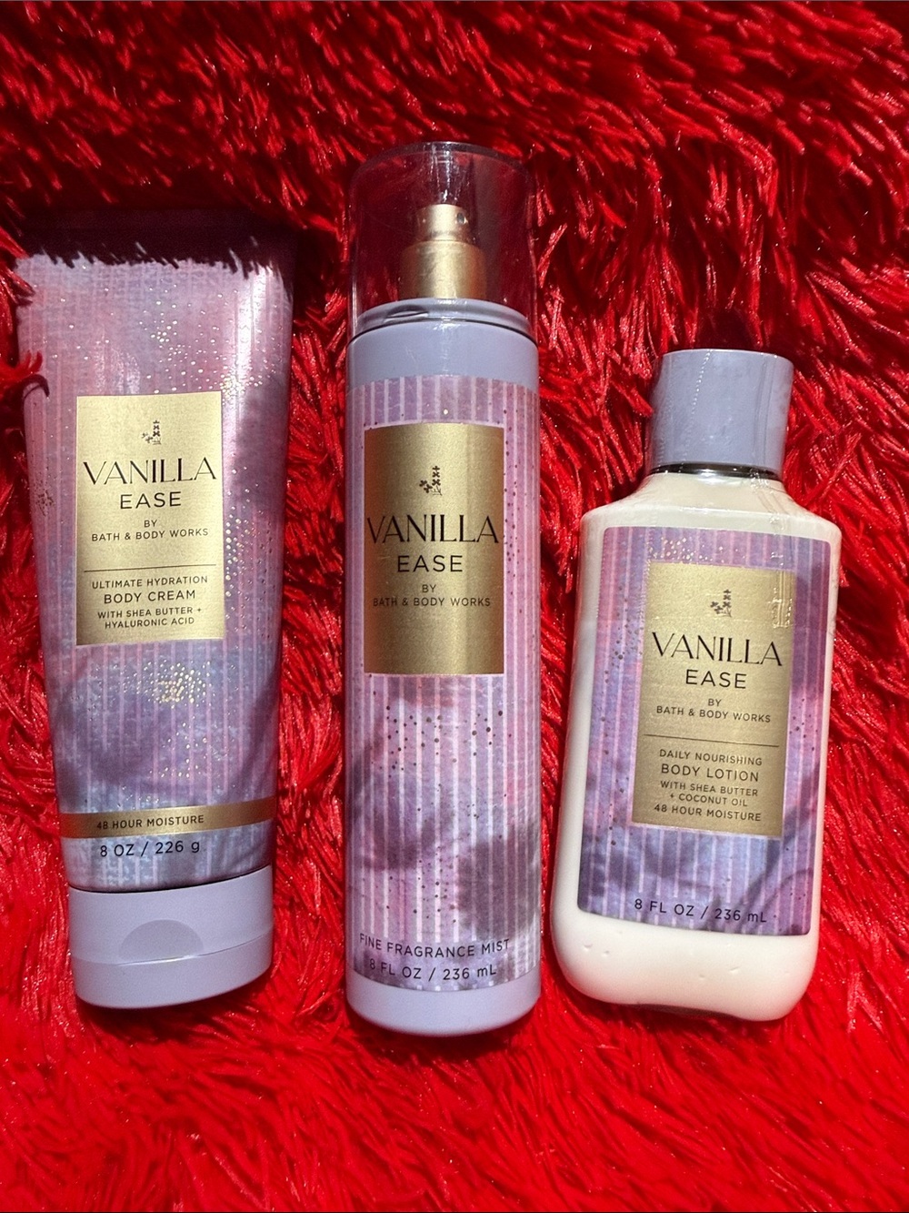 Bath & Body Works Vanilla Ease Body Cream, Fragrance Mist & Lotion - Pink